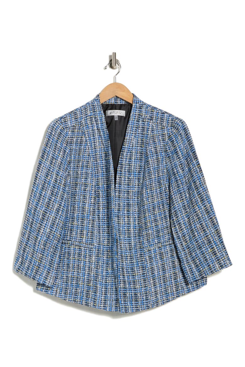 Collarless Tweed Blazer, Alternate, color, ROYAL SIGNATURE MULTI