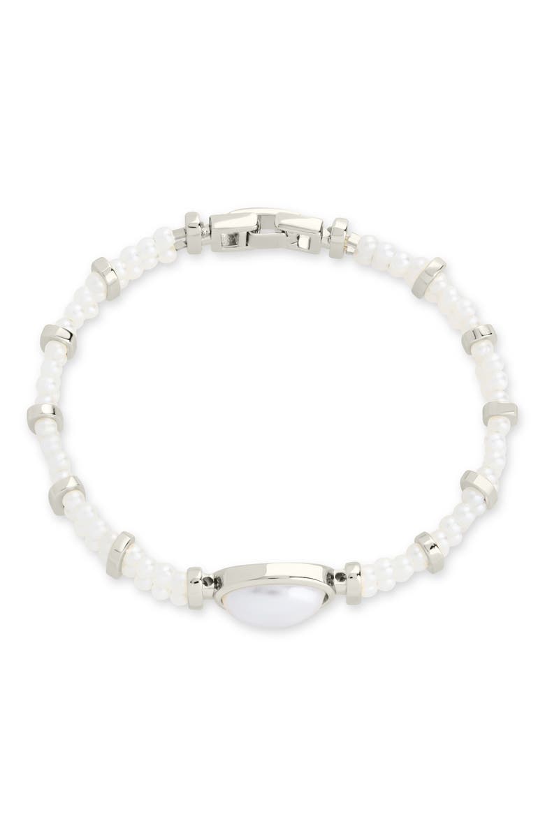 Sterling Forever Faela Faux Pearl Watchband Bracelet, Main, color, 