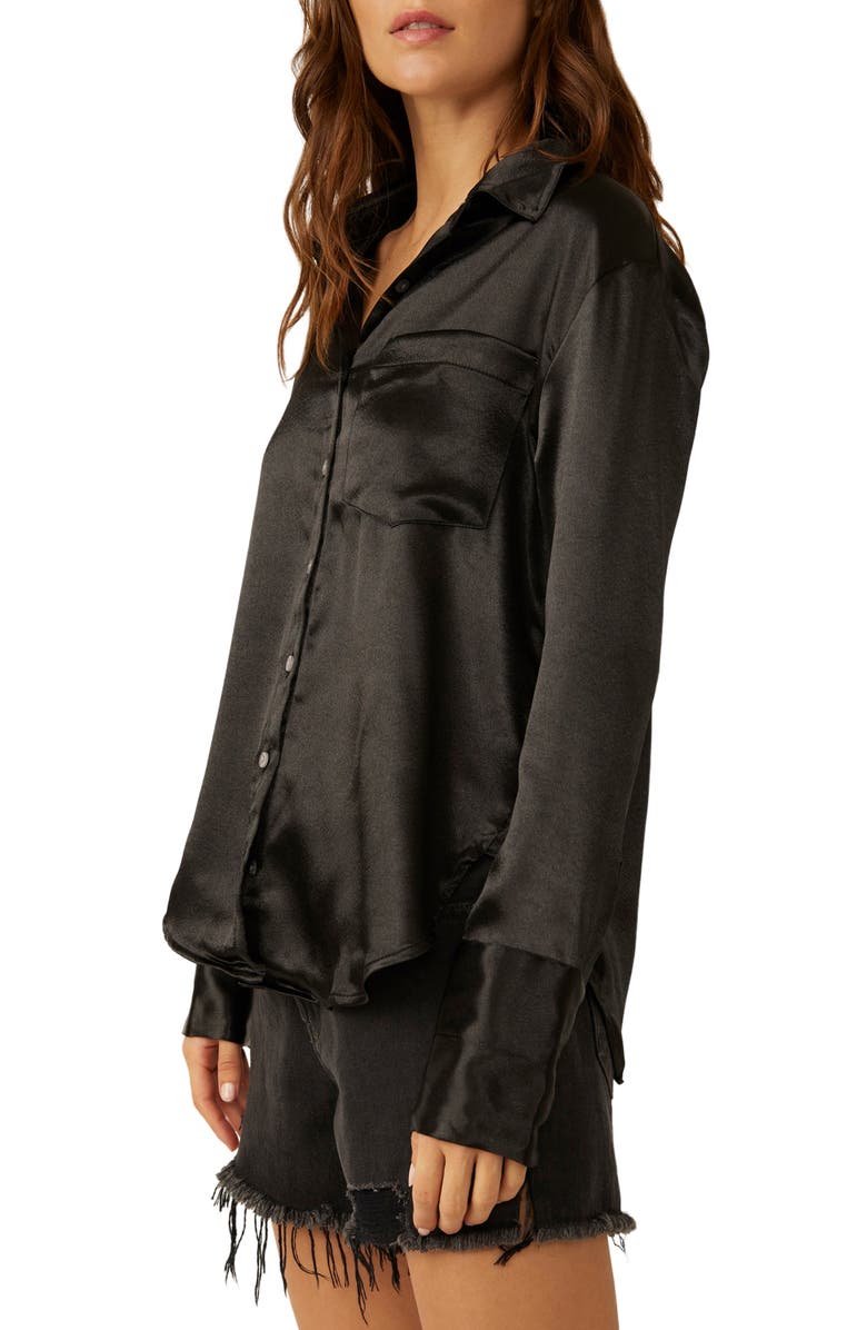 Free People Shooting For the Moon Satin Shirt, Alternate, color, 
