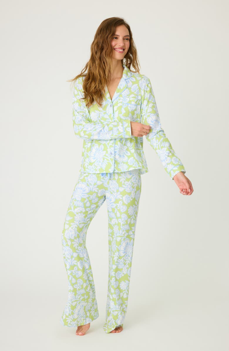 PJ Salvage Beautiful Life Pajama Top, Alternate, color, Electric Lime