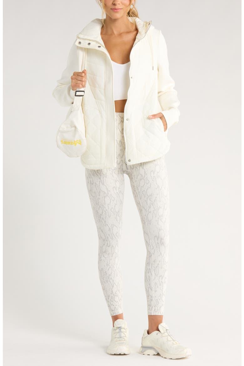 Hybrid Quilted Knit Hooded Jacket, Alternate, color, IVORY EGRET