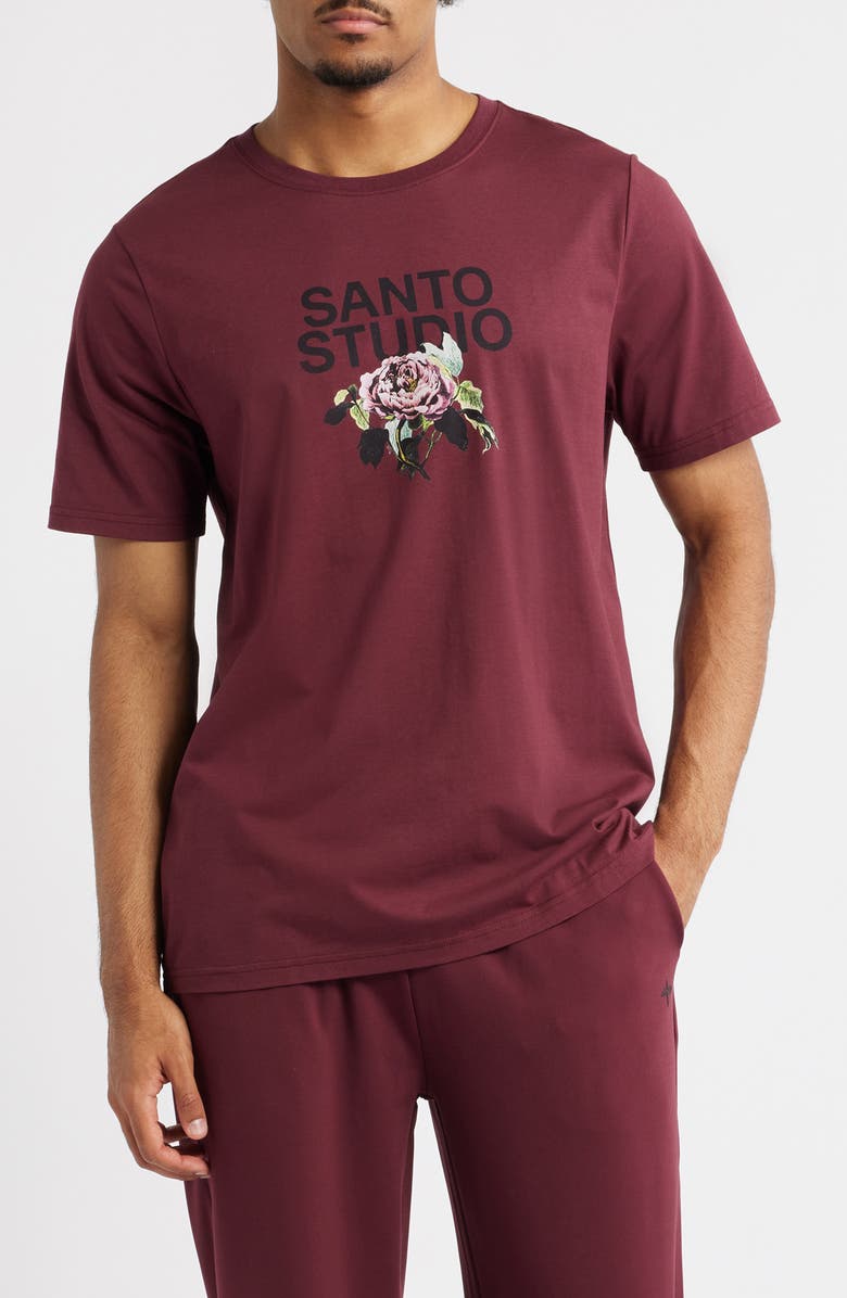 SANTO STUDIO Tempo Rose Cotton Blend T-Shirt, Main, color, Merlot