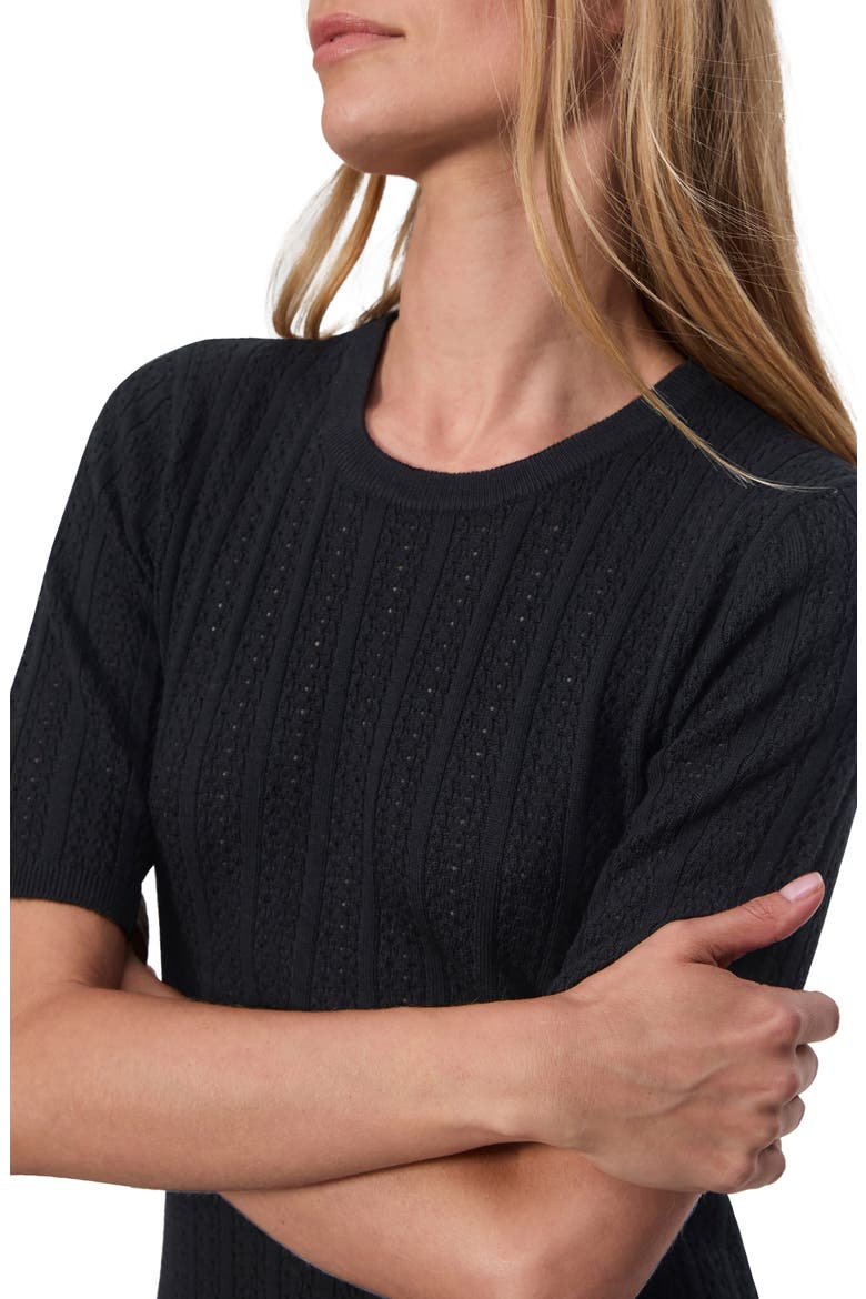 Tina Short Sleeve Merino Wool Sweater, Alternate, color, BLACK