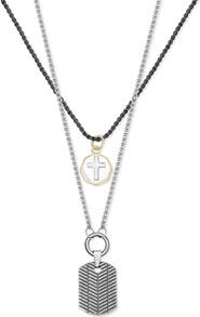 Brook and York Men's Chevron Dog Tag Pendant Necklace