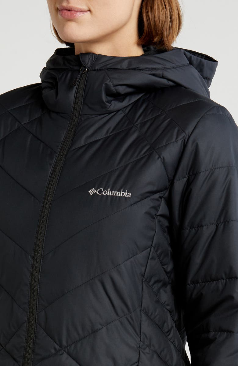 Columbia Heavenly Long Water Resistant Insulated Hooded Coat, Alternate, color, Black