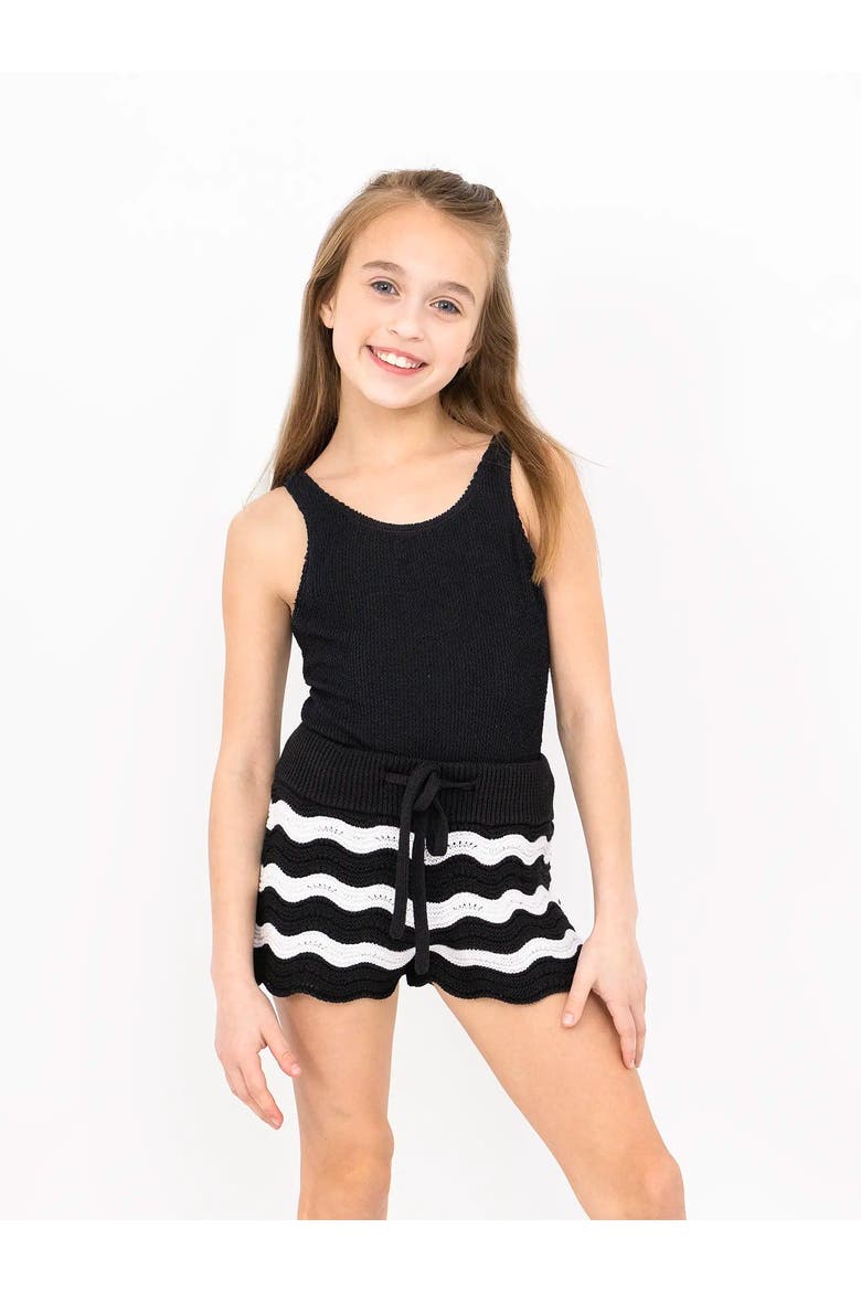 Crochet Knit Shorts, Main, color, Black and White