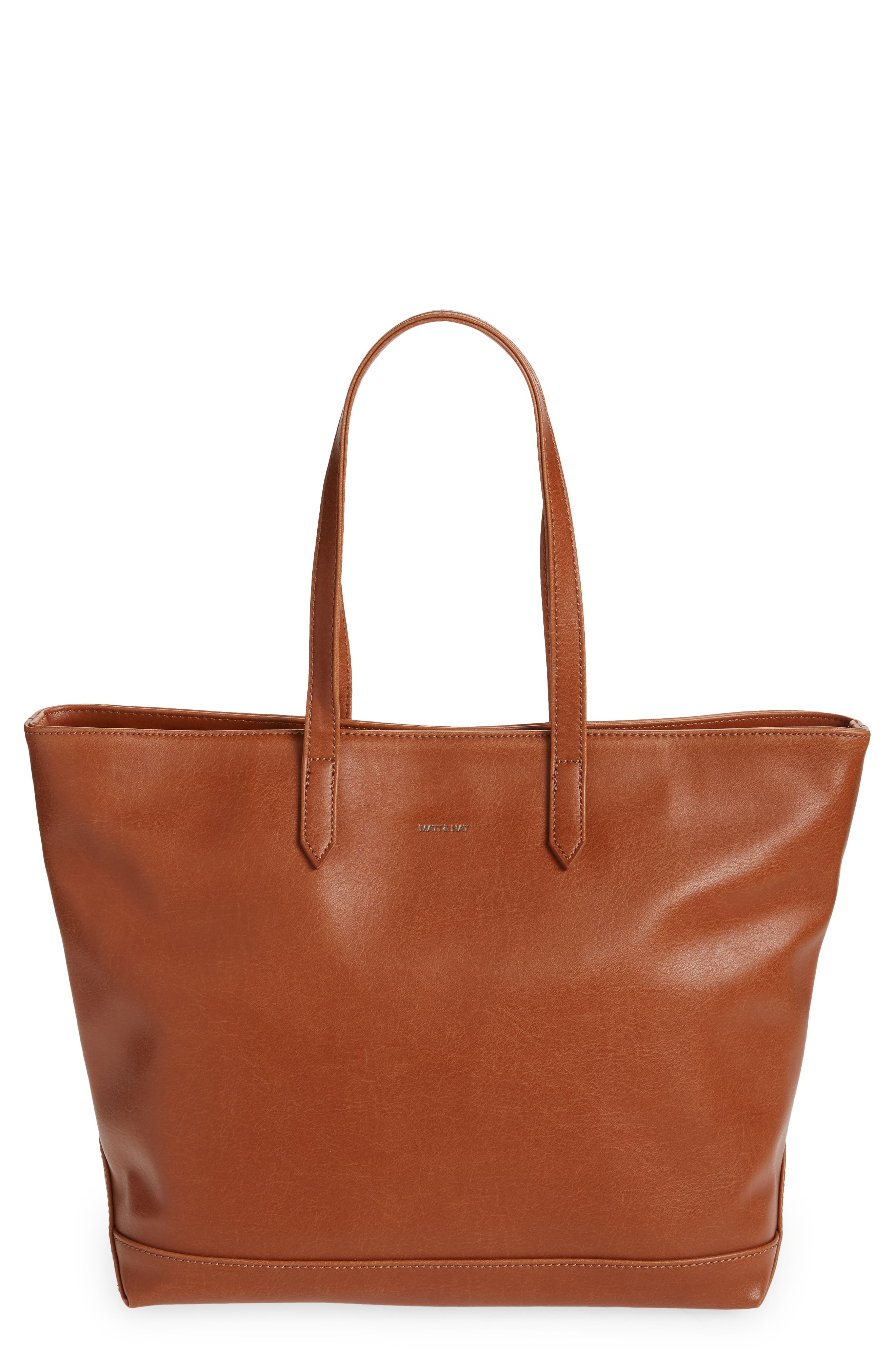 'Schlepp' Faux Leather Tote, Main, color, CHILI