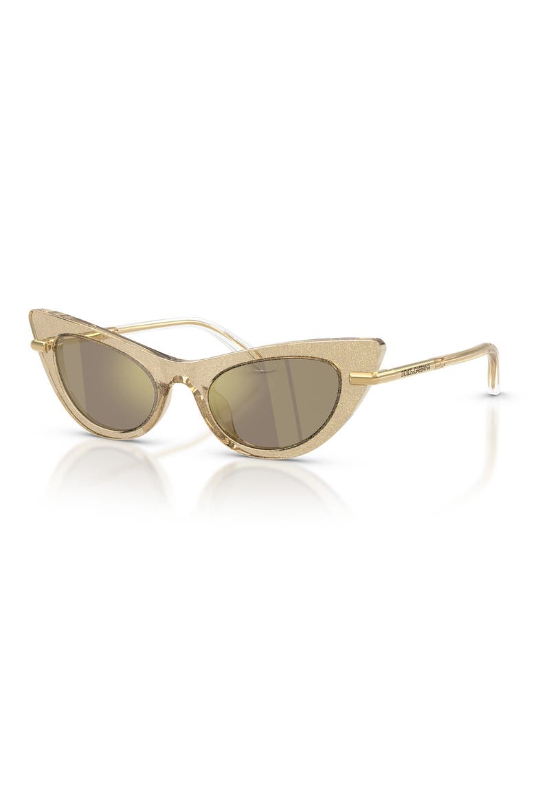 Kids' 44mm Small Mirrored Cat Eye Sunglasses, Alternate, color, GOLD / BROWN MIRROR GOLD