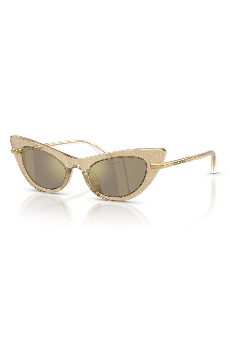 Dolce&Gabbana Kids' 44mm Small Mirrored Cat Eye Sunglasses, Alternate, color, Gold / Brown Mirror Gold