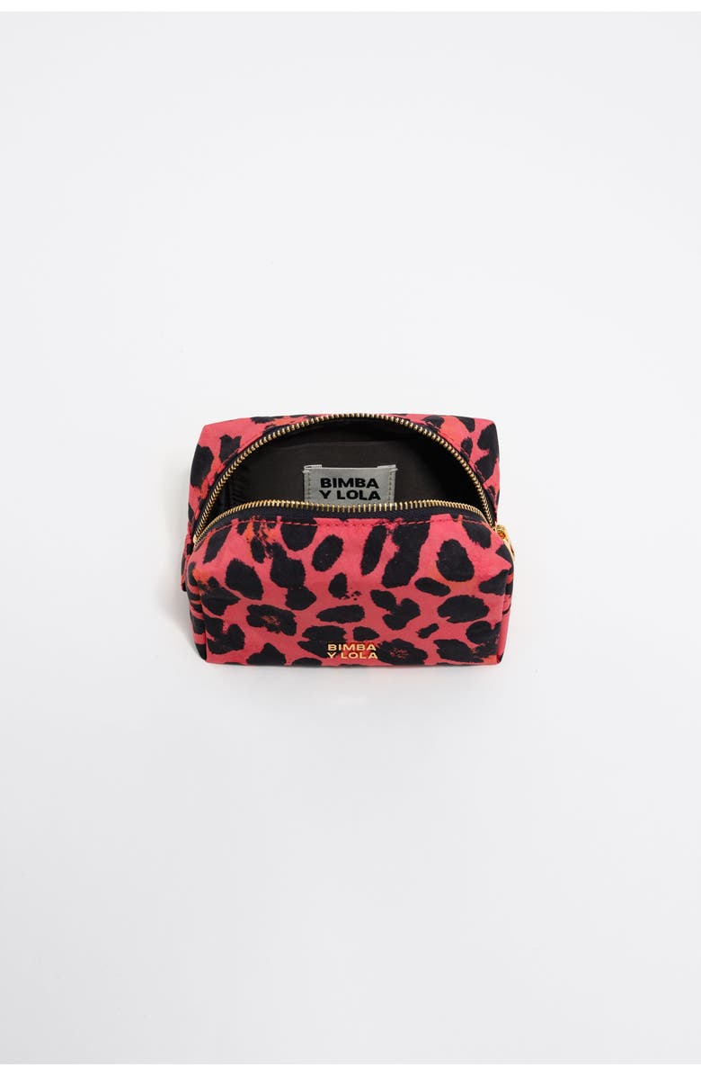 Bimba y Lola Small Electric Leopard Print Nylon Make-Up Case, Alternate, color, Leopard Electric Pink