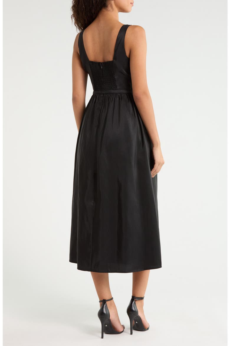 Alani Clio Pleat Midi Dress, Alternate, color, BLACK