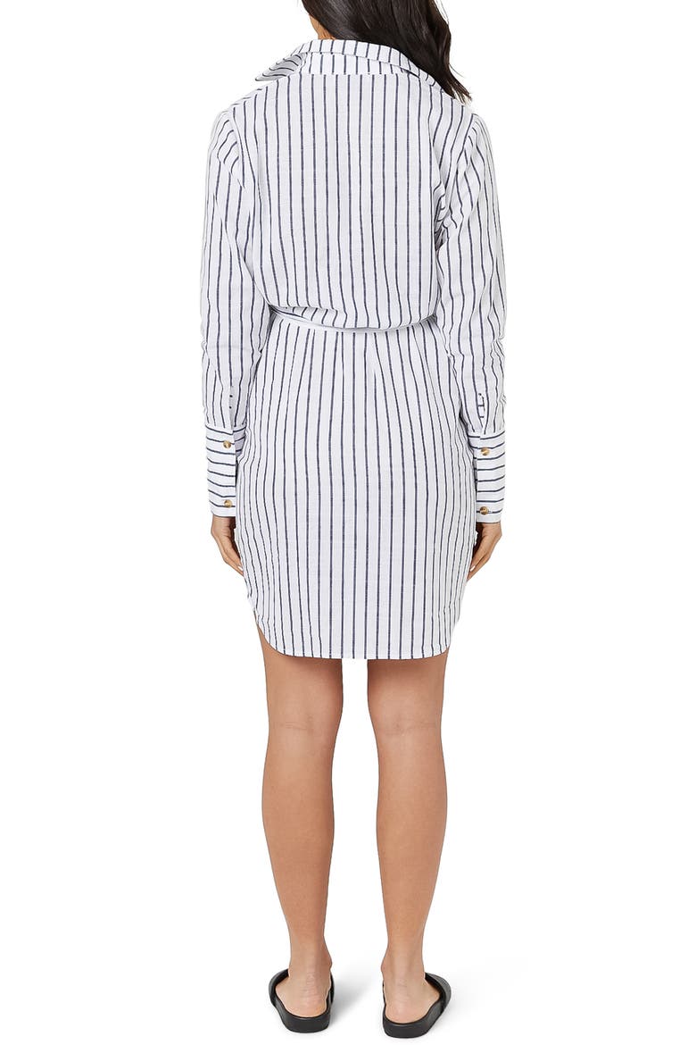 NY Long Sleeve Stripe Maternity/Nursing Shirtdress, Alternate, color, WHITE/ NAVY STRIPE