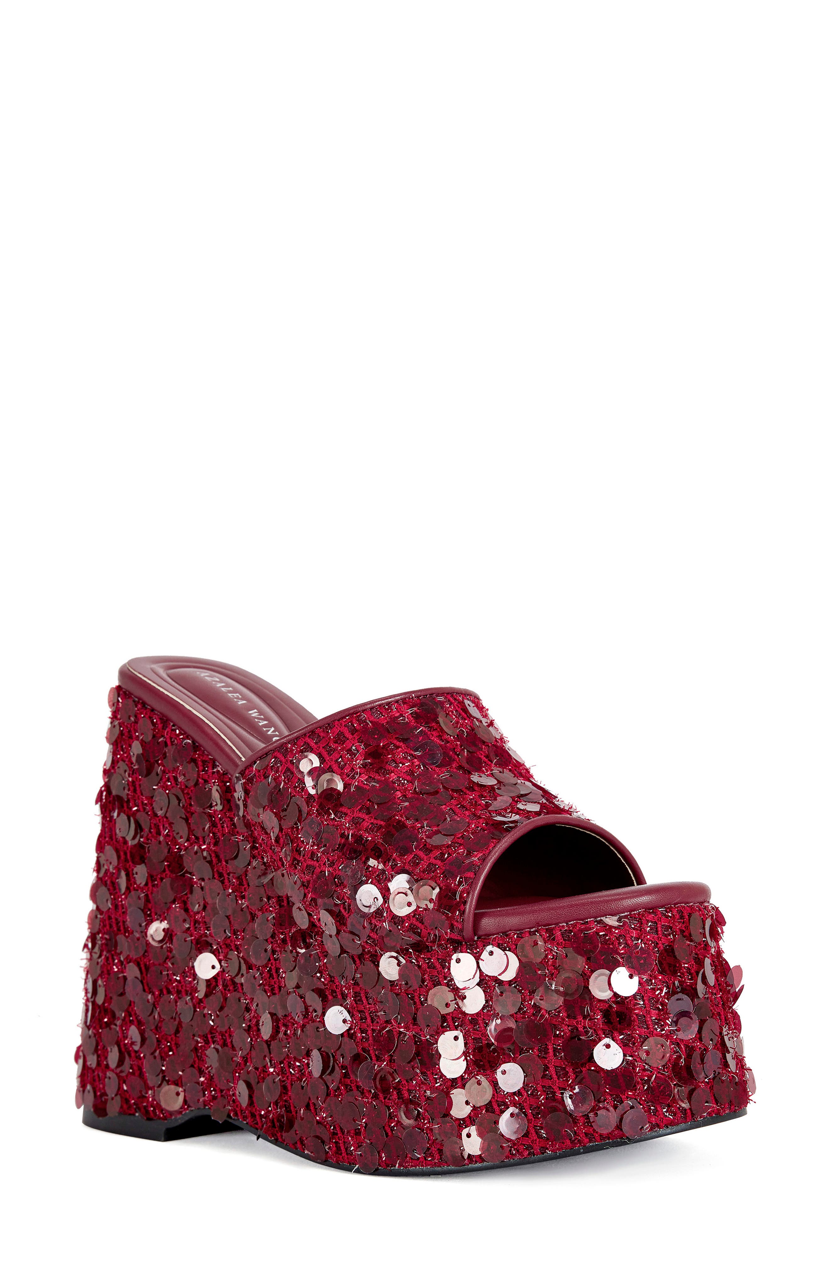 AZALEA WANG Betsey Sequin Platform Wedge Sandal, Main, color, 