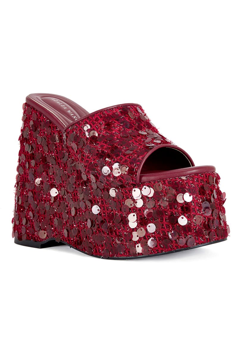 AZALEA WANG Betsey Sequin Platform Wedge Sandal, Main, color,