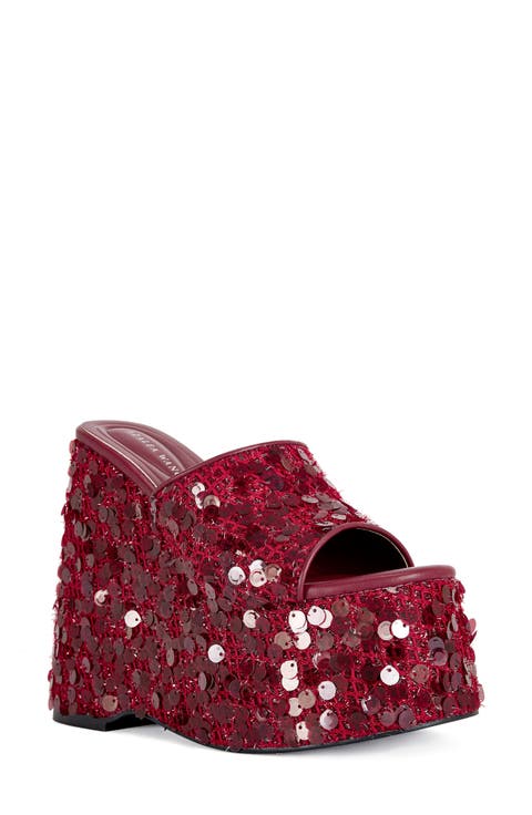 Betsey Sequin Platform Wedge Sandal (Women)