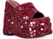 AZALEA WANG Betsey Sequin Platform Wedge Sandal