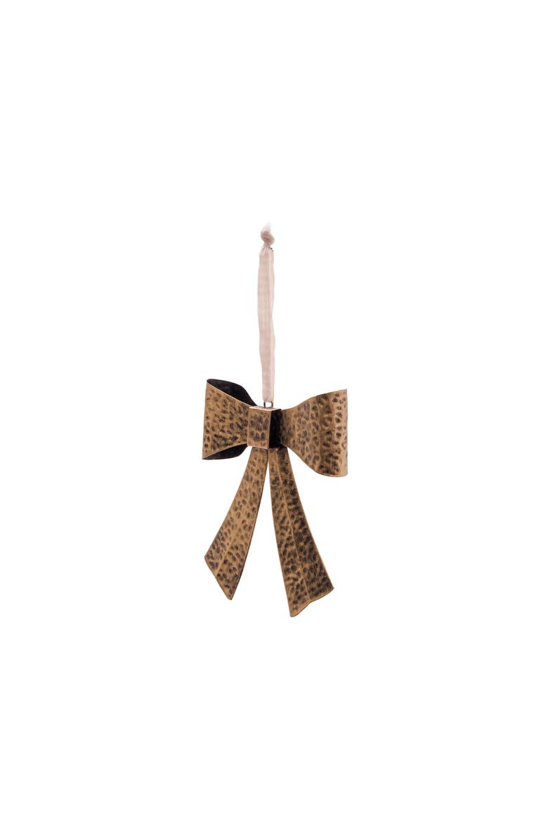 Bow Brass Metal Christmas Tree Ornament, Alternate, color, Gold