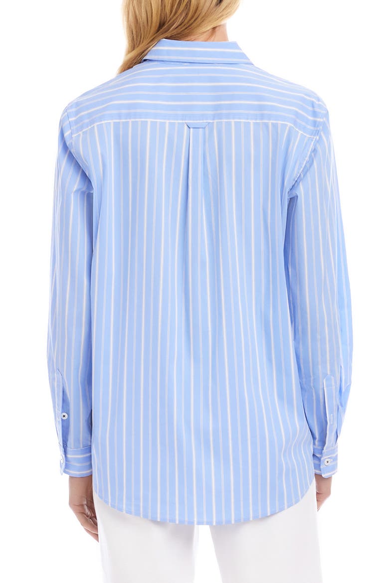 Stripe Cotton Blend Button-Up Shirt, Alternate, color, BLUE