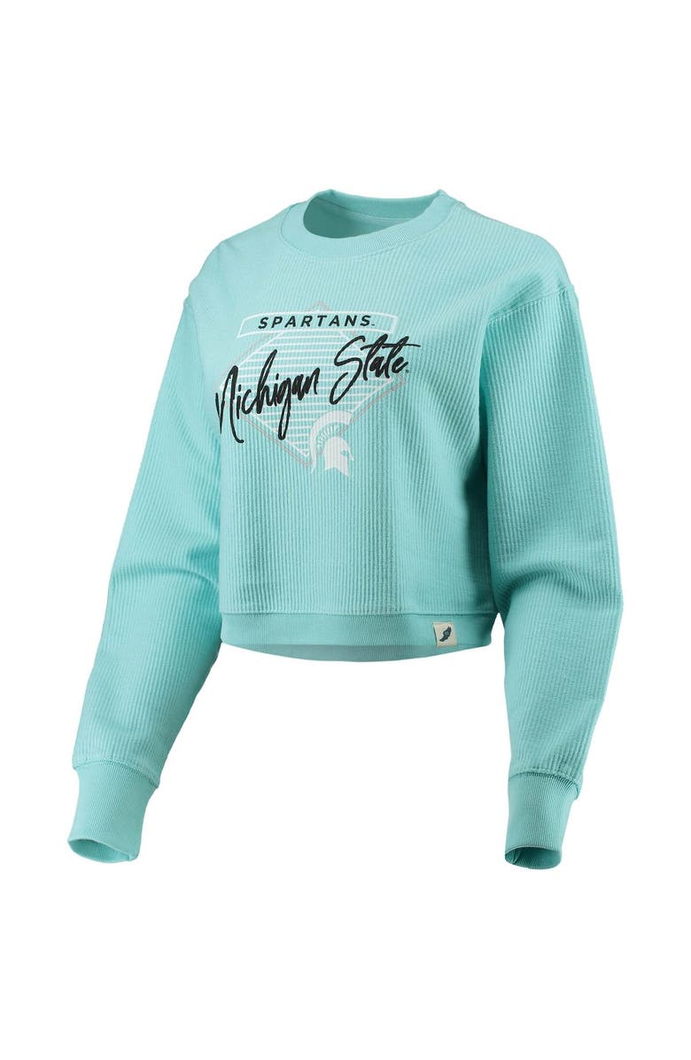 LEAGUE COLLEGIATE WEAR Women's League Collegiate Wear Light Blue Michigan State Spartans Corded Timber Crop Pullover Sweatshirt, Alternate, color, Light Blue