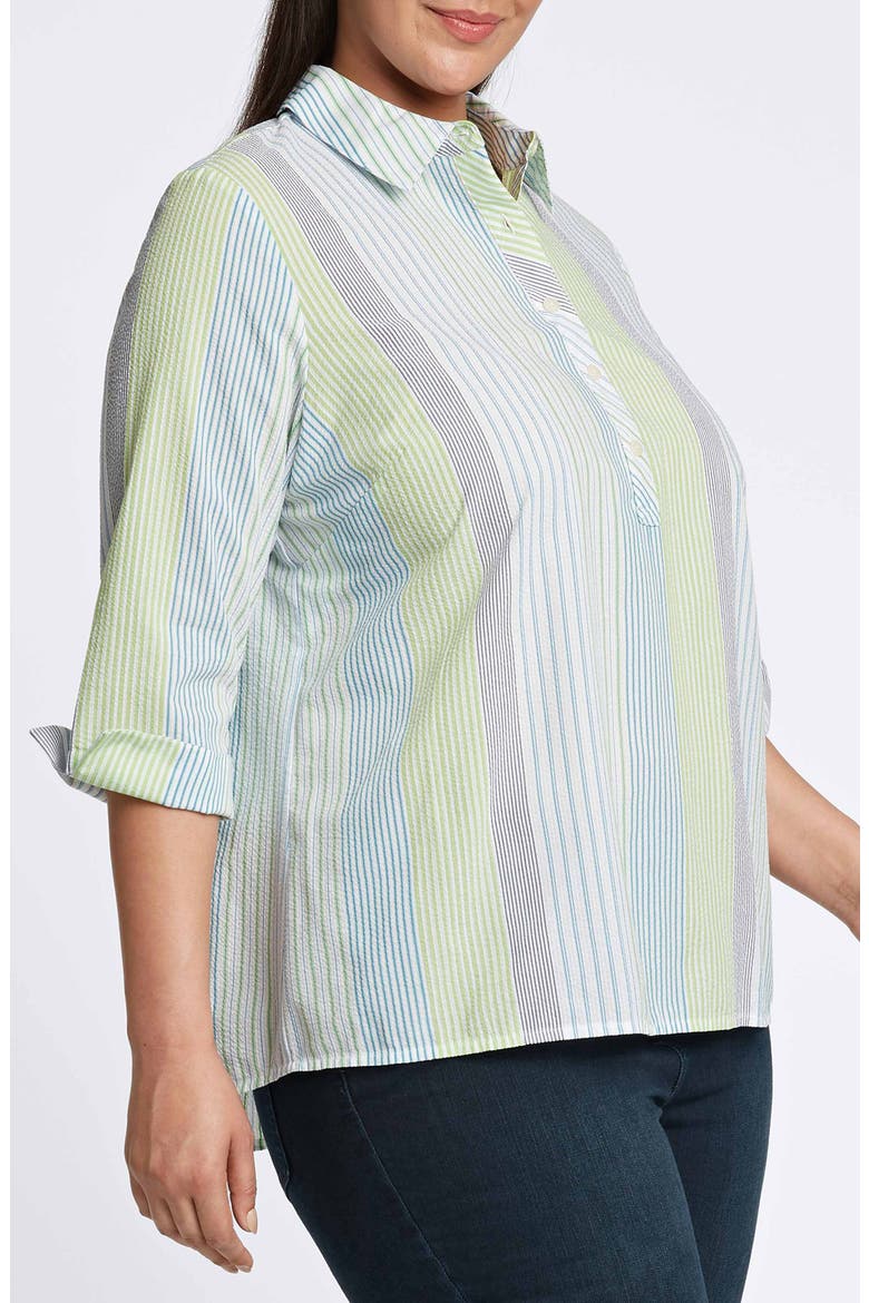 Therese Stripe Split Back Cotton Seersucker Popover Shirt, Alternate, color, BLUE MULTI