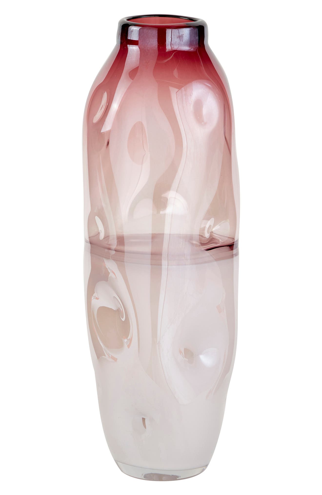 WILLOW ROW Tall Dimpled Translucent & Red Vase | Nordstromrack