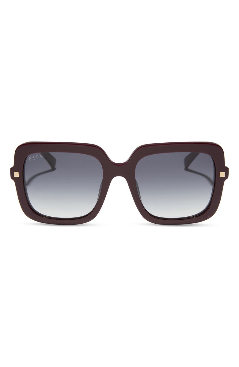 DIFF Sandra 54mm Gradient Square Sunglasses, Main, color, Dark Cherry / Grey Gradient