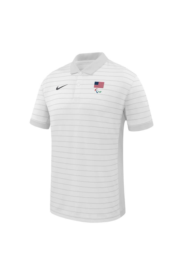 Men's Nike  White U.S. Paralympics Team Victory Stripe Performance Polo, Alternate, color, White