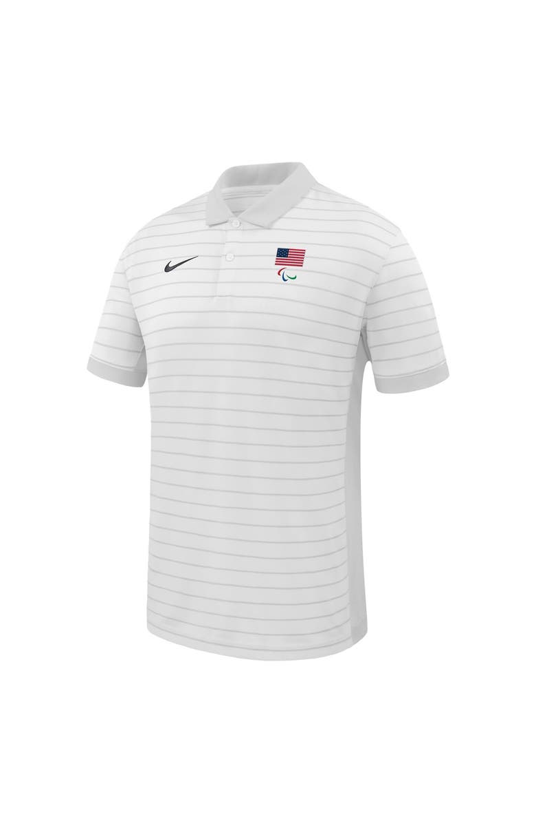 Nike Men's Nike  White U.S. Paralympics Team Victory Stripe Performance Polo, Alternate, color, White