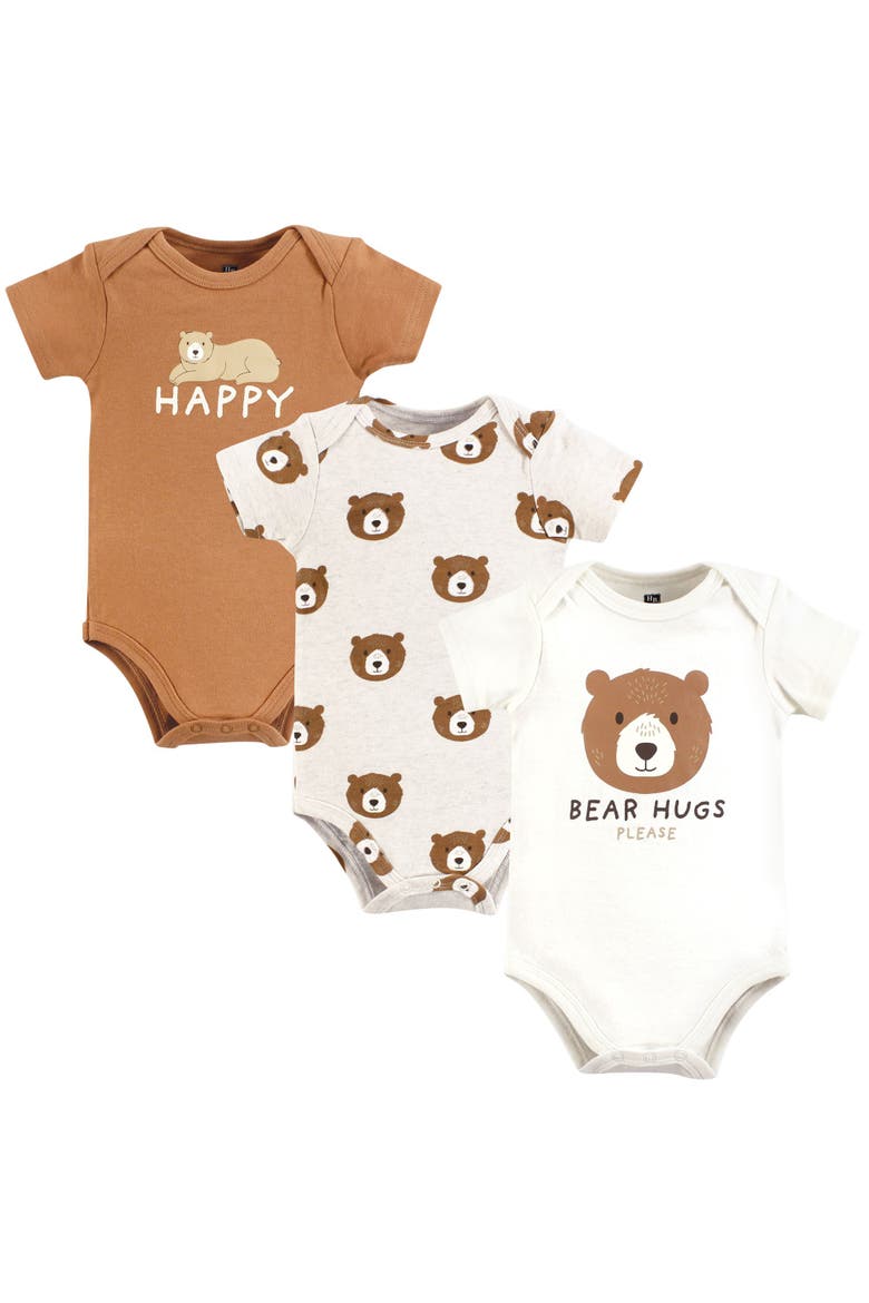 Soft Cotton Bodysuit Triple Pack, Main, color, Bear Hugs