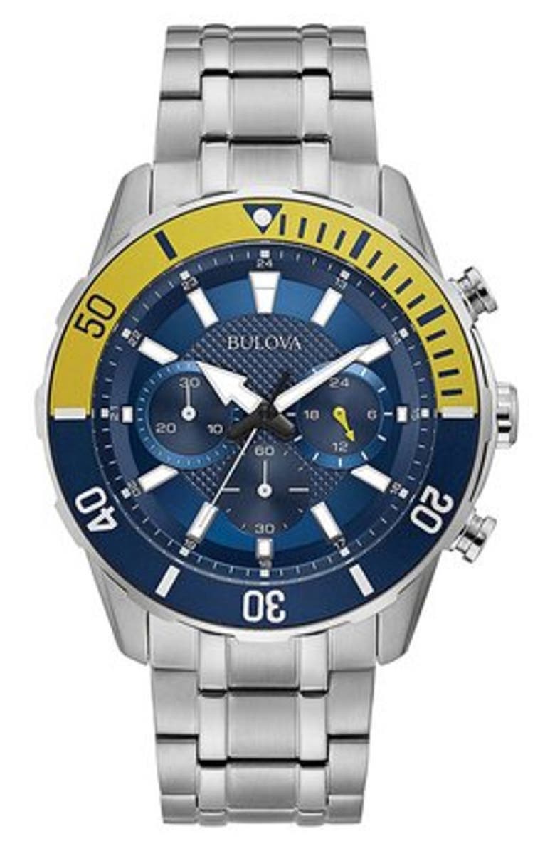 BULOVA Men's Chornograph Bracelet Watch, 44mm, Main, color, Silver