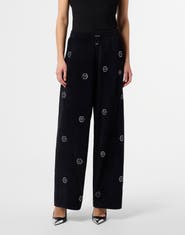 PHILIPP PLEIN Chenille Skater Fit Tracksuit Pants Monogram Strass Women