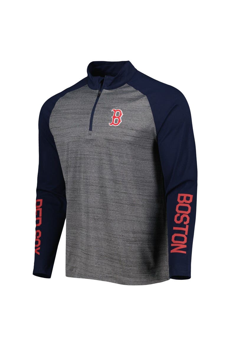 Men's Levelwear Heather Gray Boston Red Sox Vandal Raglan Quarter-Zip Top, Alternate, color, Heather Gray