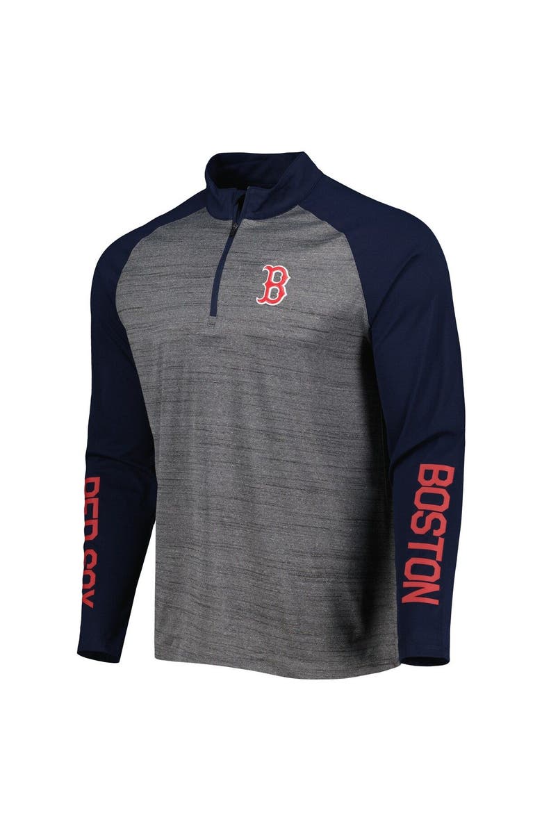 LEVELWEAR Men's Levelwear Heather Gray Boston Red Sox Vandal Raglan Quarter-Zip Top, Alternate, color, Heather Gray
