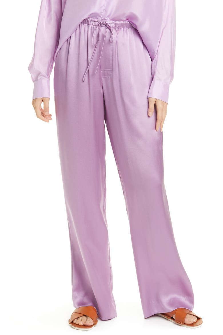 Silk Drawstring Pants, Main, color, VERBANA