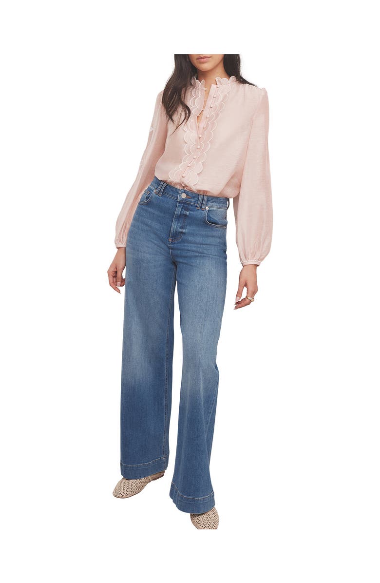 MINT VELVET Embroidered Ruffle Blouse, Alternate, color, Light Pink