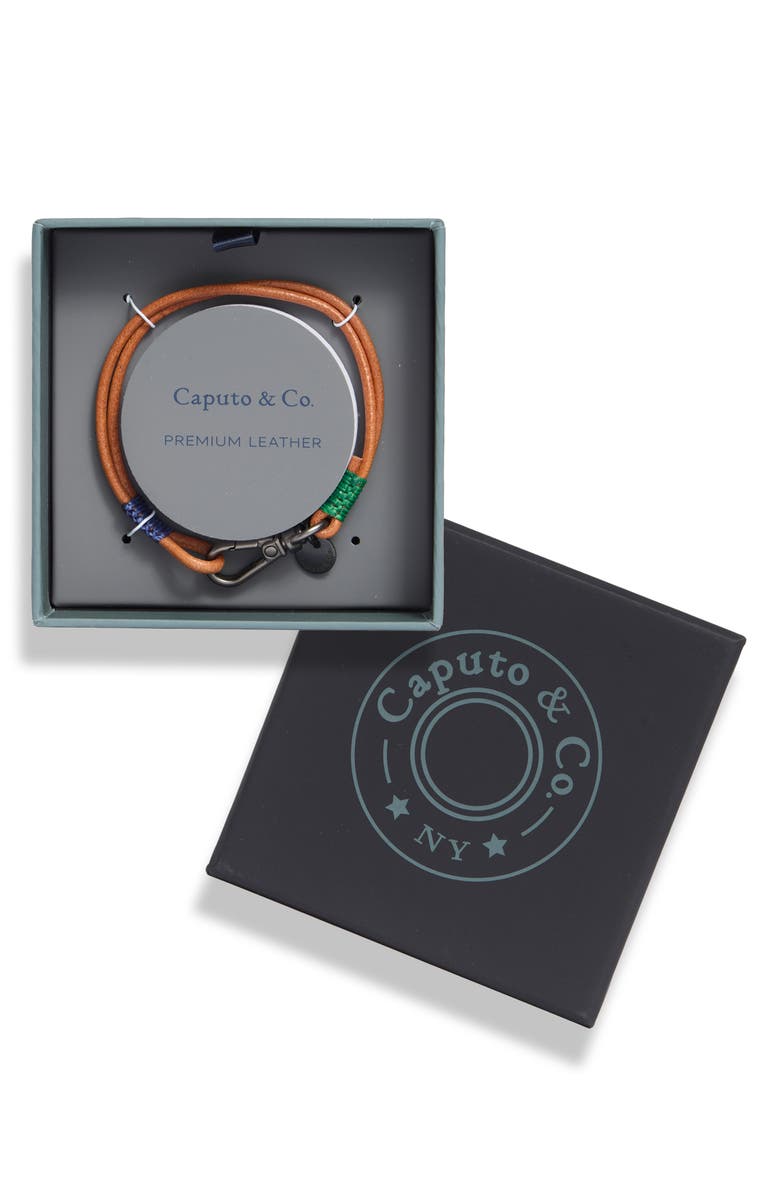 Caputo & Co. Men's Swivel Clasp Craftman Leather Bracelet, Main, color, Camel