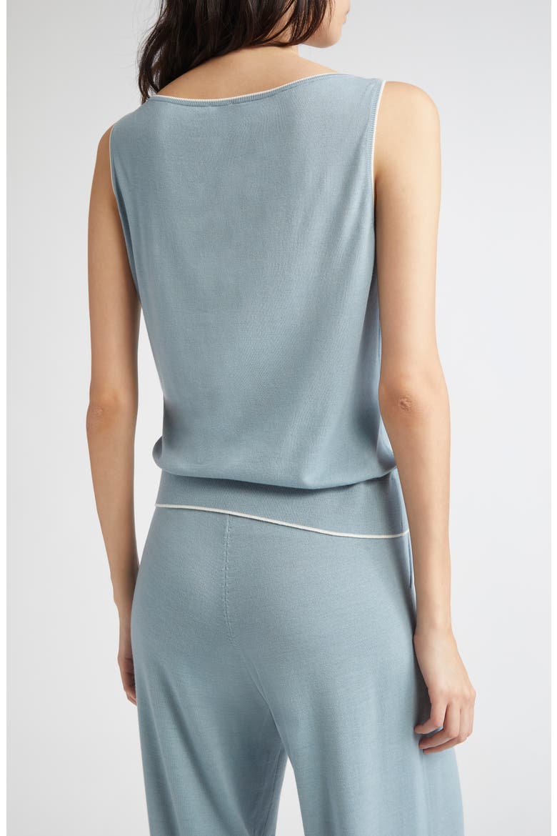 Tipped Merino Wool Sweater Tank, Alternate, color, AQUA AND WHITE