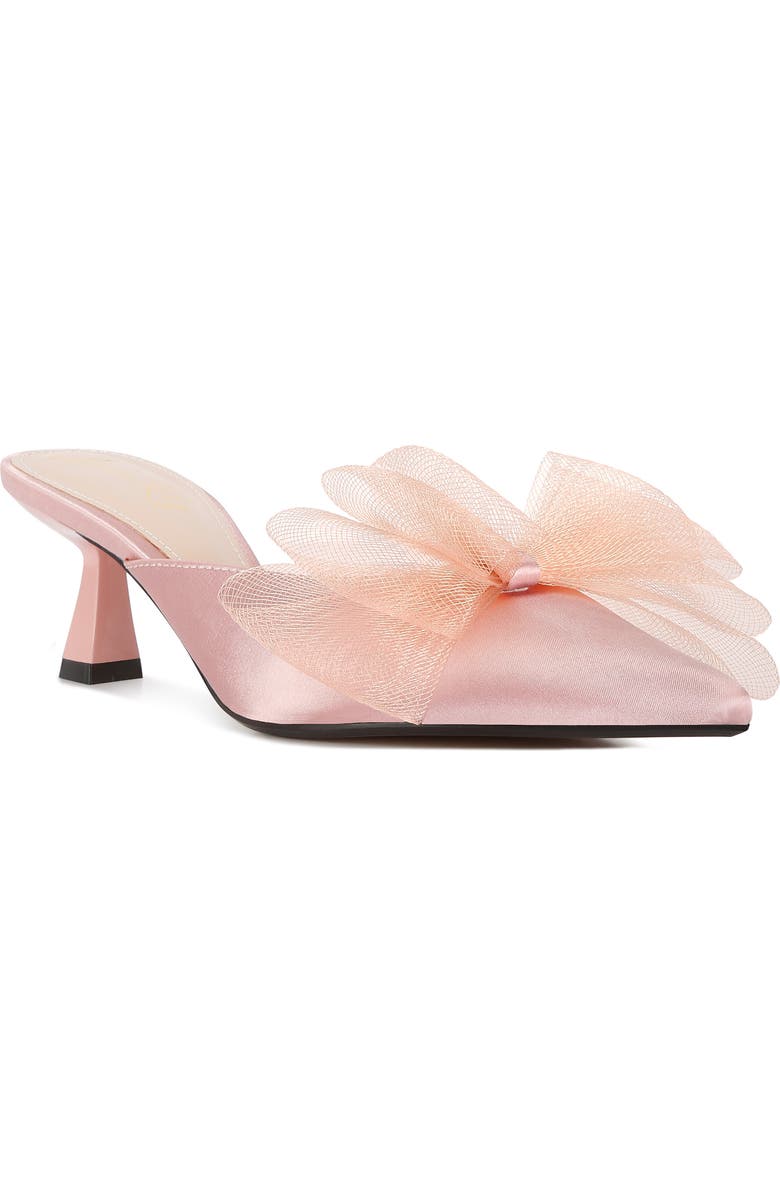 LONDON RAG Asma Bow Embellished Kitten Heel Mule, Main, color, Pink
