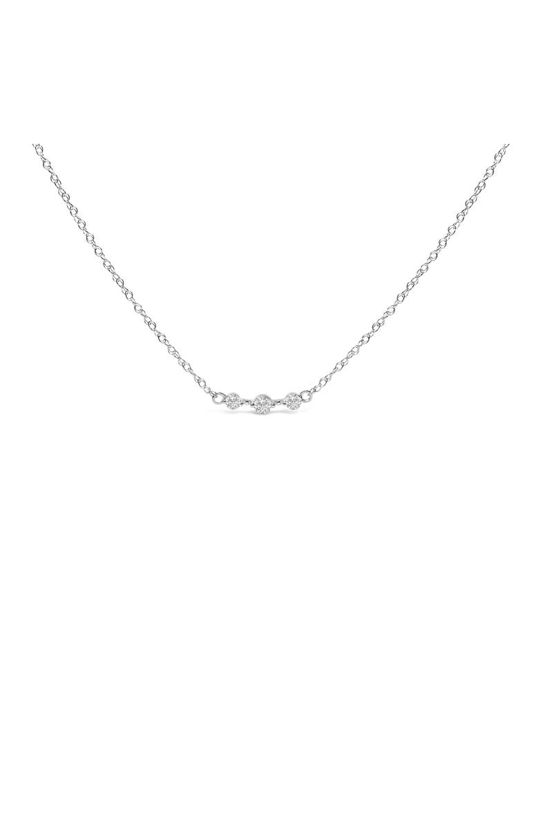 Haus of Brilliance Sterling Silver 1/5 Cttw Lab Grown Diamond 3 Stone Station Necklace, Alternate, color, Silver