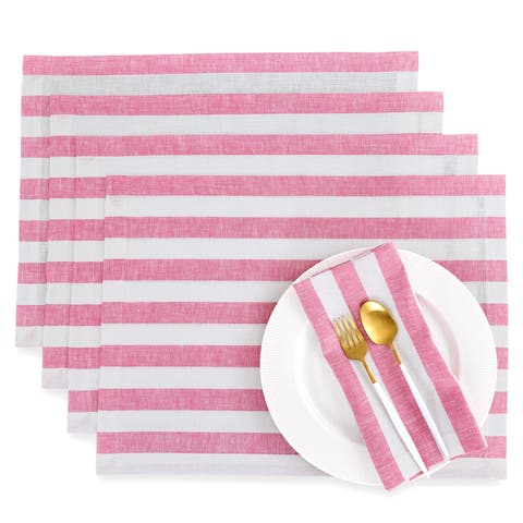 Linen Placemats - Sorrento Stripe, 14" x 19" Inch