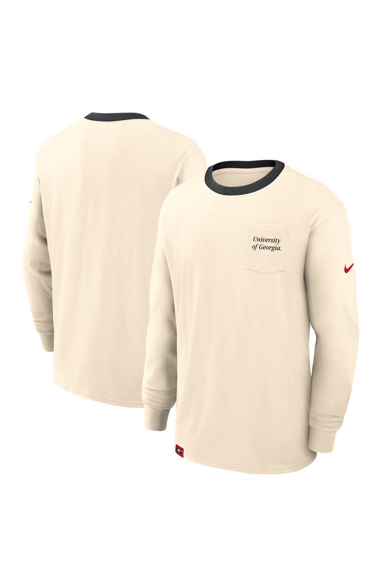 Nike Men's Nike Natural Georgia Bulldogs Athletic Prep Max90 Pocket Logo Long Sleeve T-Shirt, Alternate, color, 