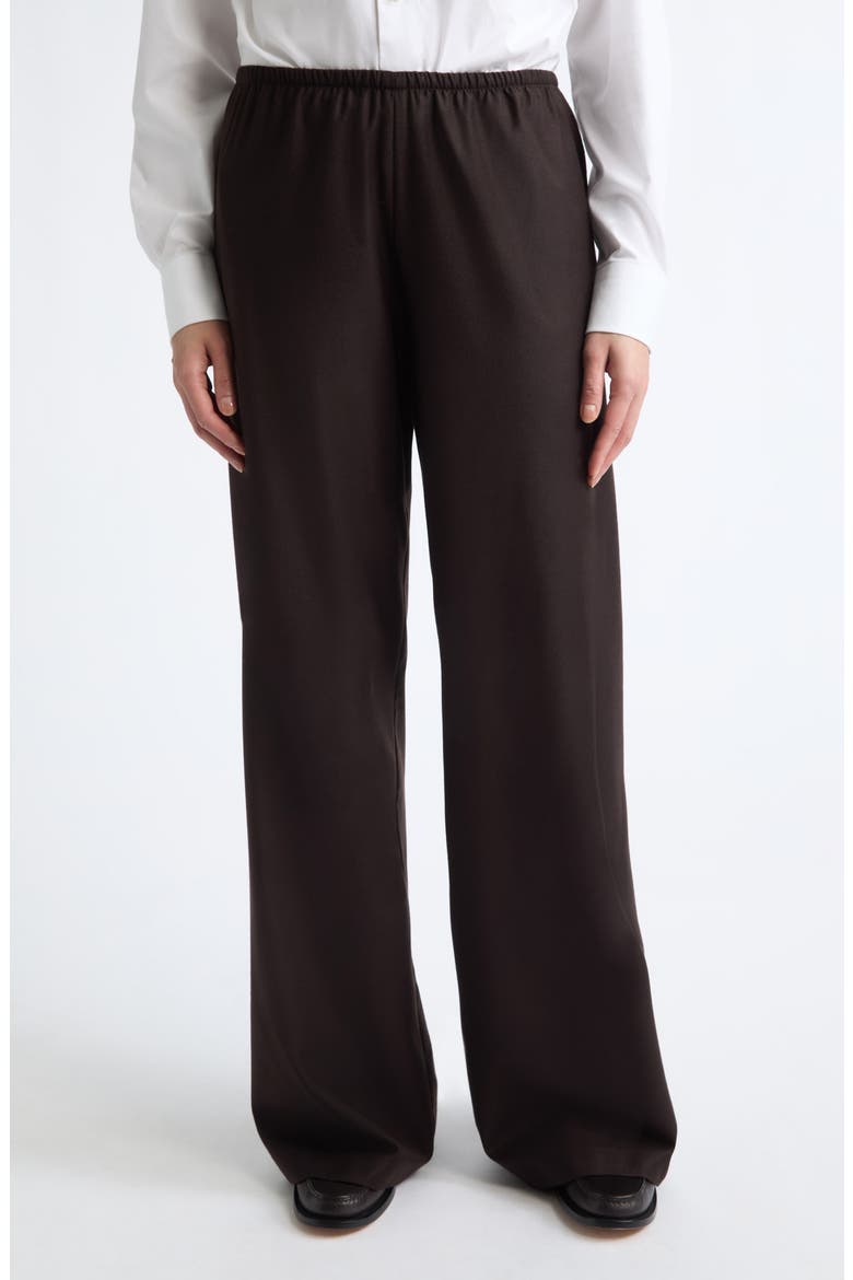 Fine Wool & Silk Wide Leg Pants, Main, color, 8810 DARK BROWN