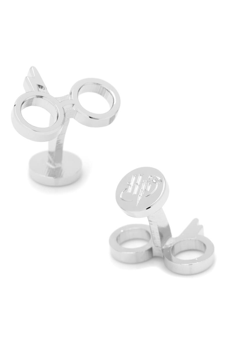 Harry Potter Glasses Cuff Links, Main, color, SILVER