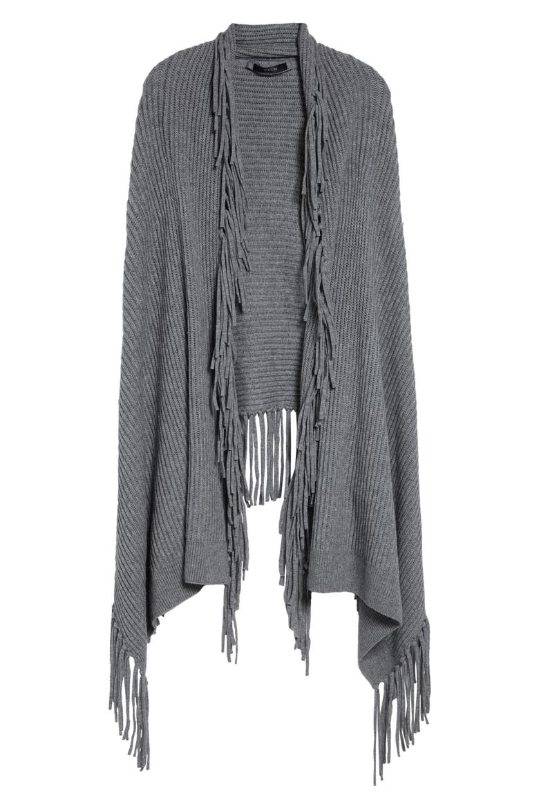 Anais Wool & Cashmere Fringe Wrap, Alternate, color, STORM