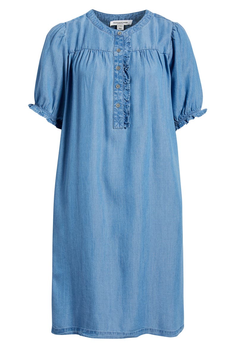 Rhea Ruffle Shift Dress, Alternate, color, MEDIUM WASH