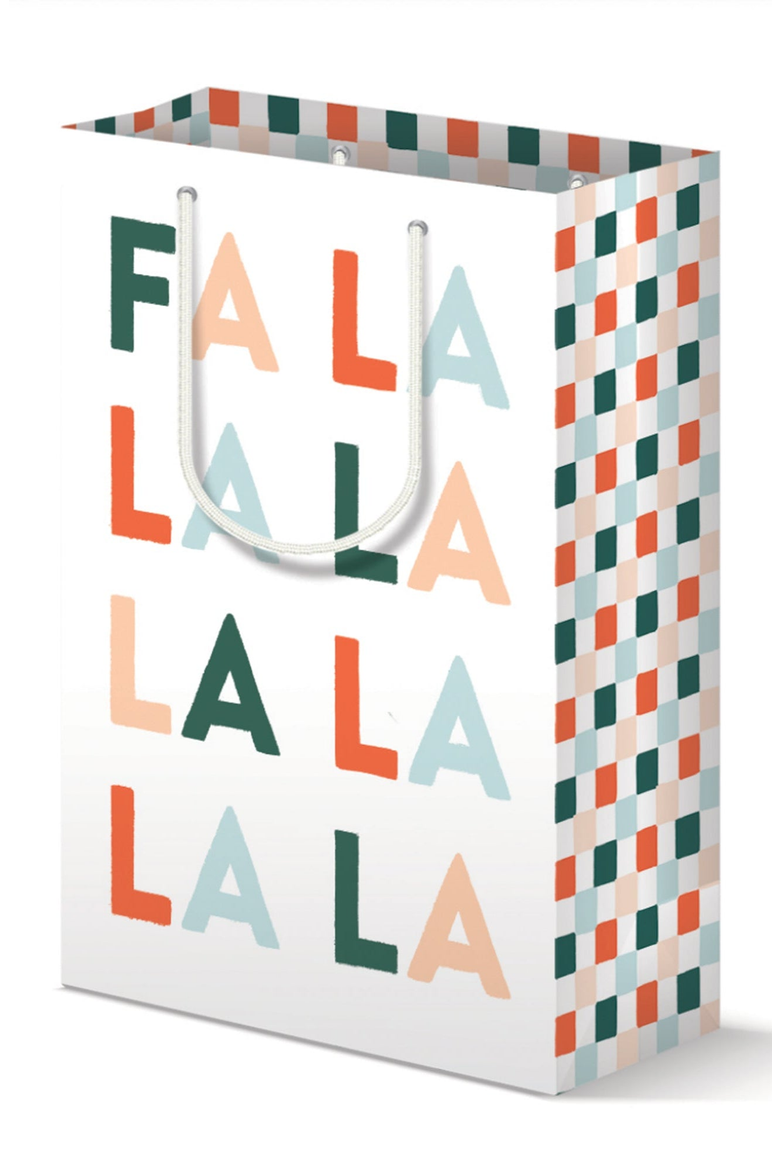 FA LA LA & Checkered Holiday Gift Bag Set of 3, Alternate, color, Red / White Checkered