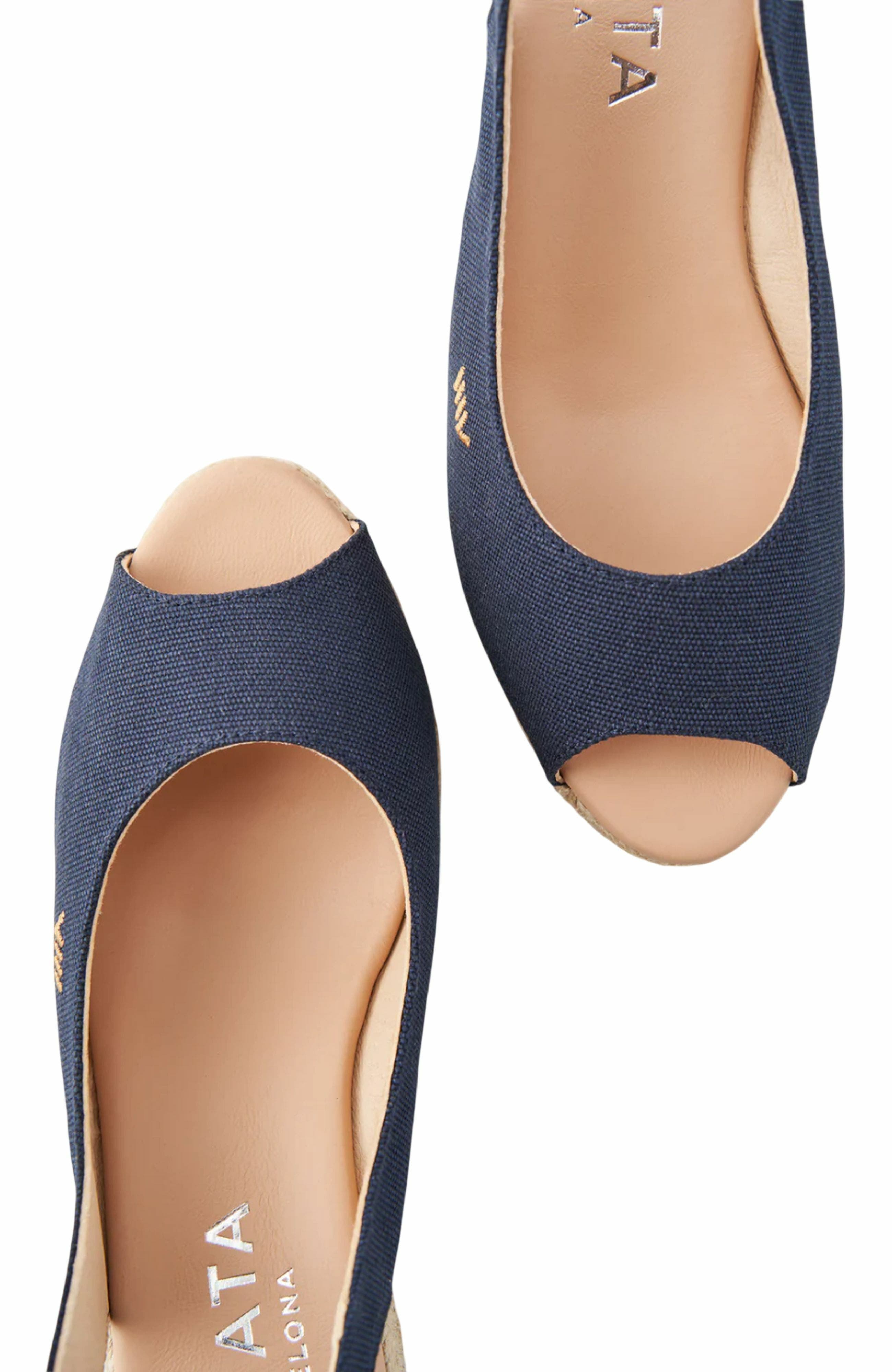 Gavina Canvas Espadrille Sandal Wedges, Alternate, color, Navy Blue