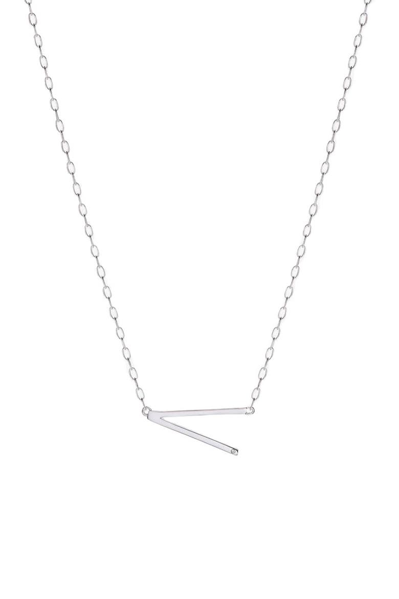 Silver Elongated Initial Pendant Necklace, Main, color, Silver - V