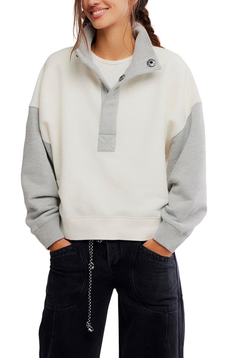 Timeless Colorblock Pullover, Main, color, HEATHERY GREY COMBO