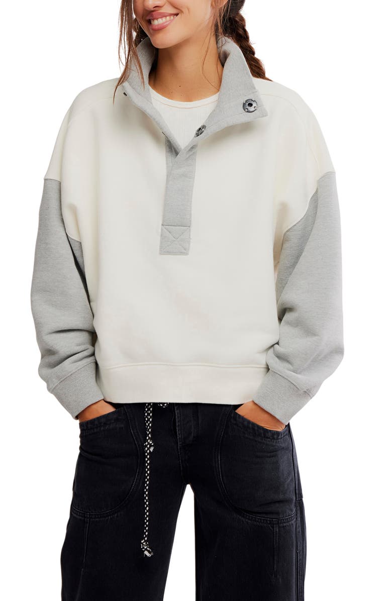 Free People Timeless Colorblock Pullover, Main, color, Heathery Grey Combo